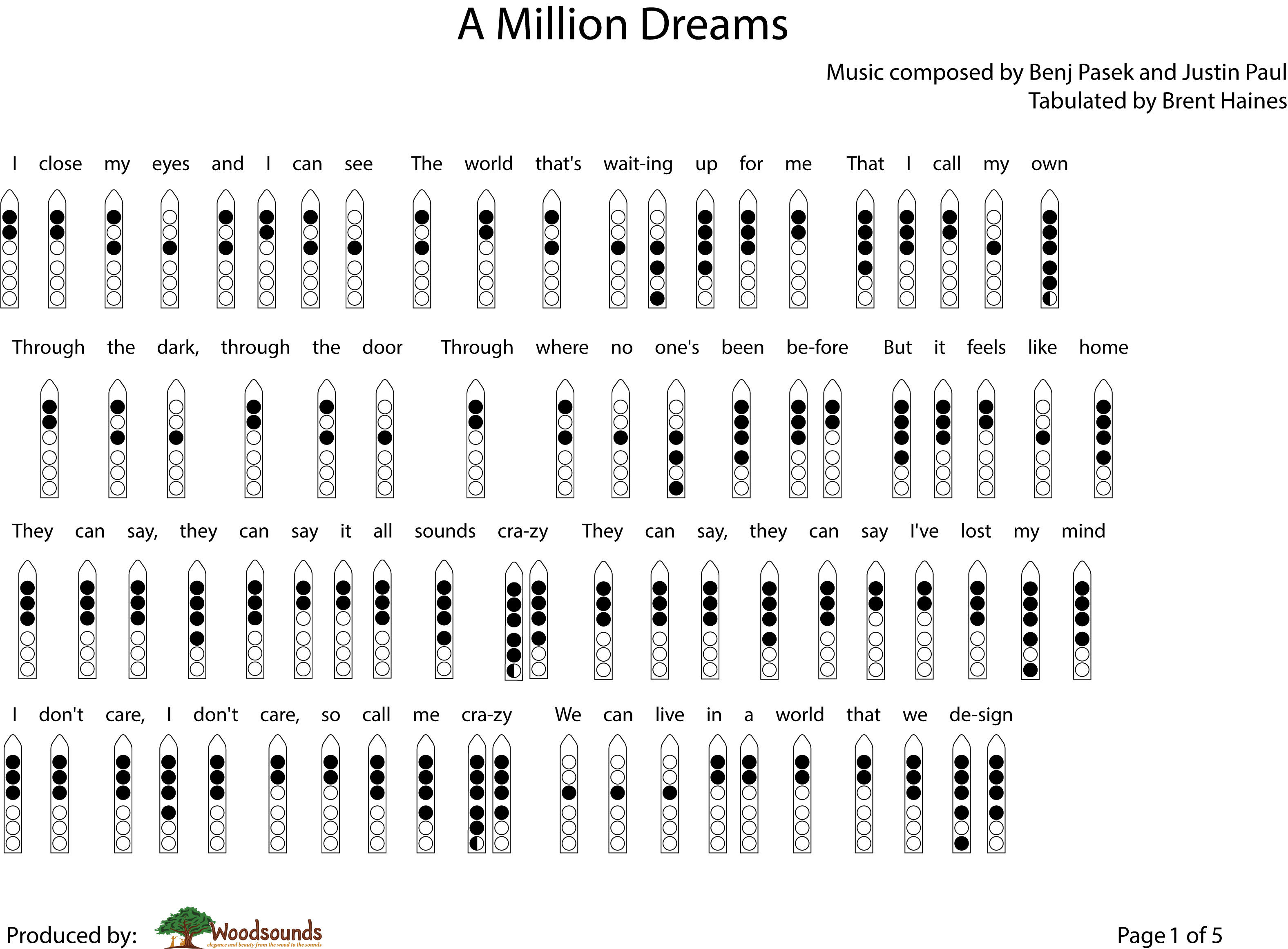A Million Dreams for Native American Flute Page 1 of 5