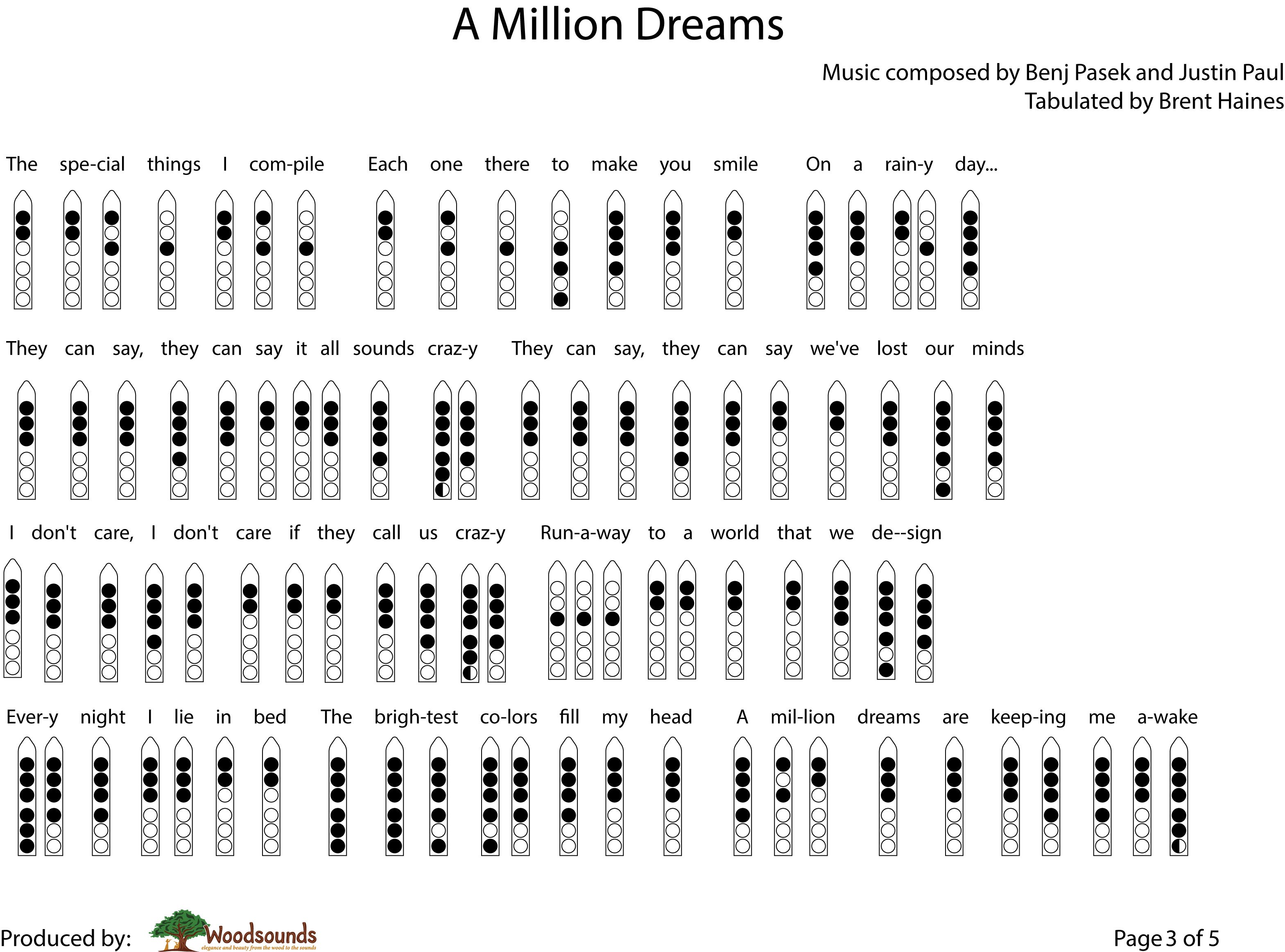 A Million Dreams for Native American Flute Page 3 of 5