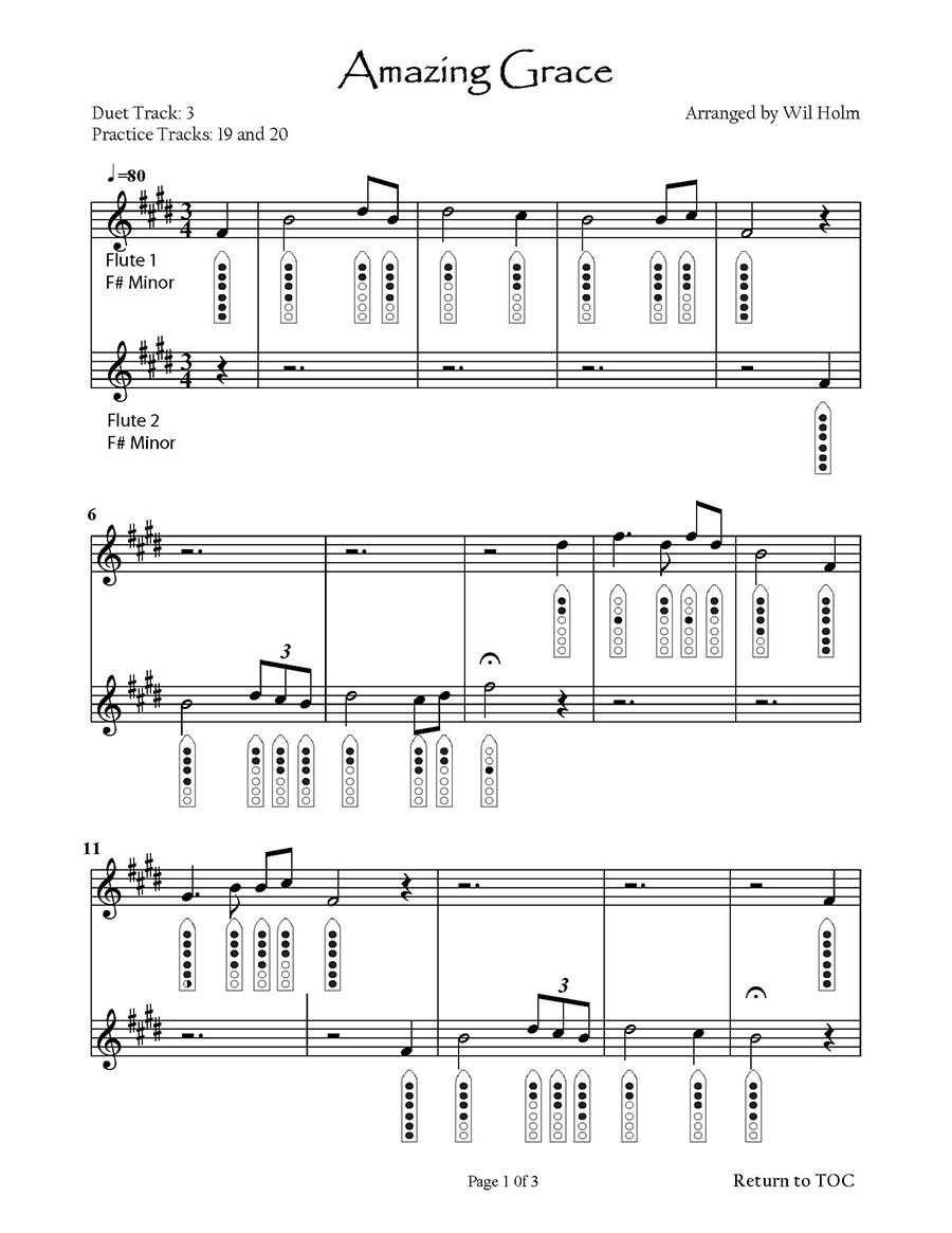 Amazing Grace Duet for Native American Flute Page 1 of 3